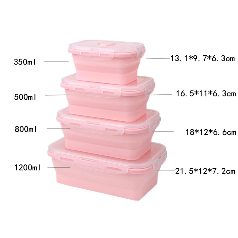 Safe Collapsible Silicone Food Container Portable Bento Lunch Box Microware Home Kitchen Outdoor Food Storage Containers Box