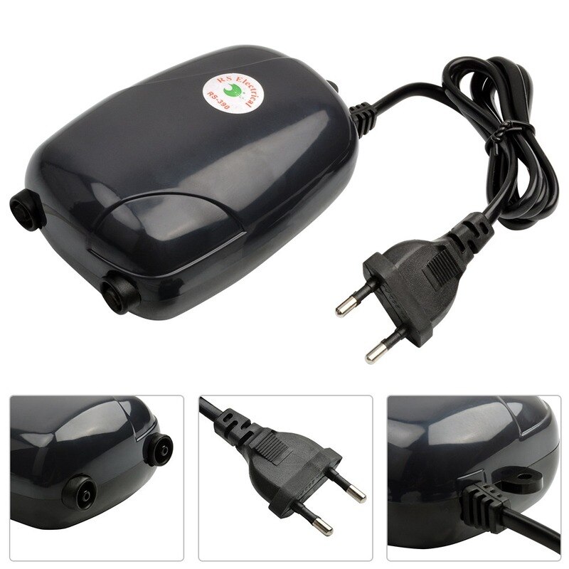 Aquarium Air Pump Fish Tank Mini Compressor Single Double Outlet with Check Valve Tube Aquatic Accessories 220V 3W 5W