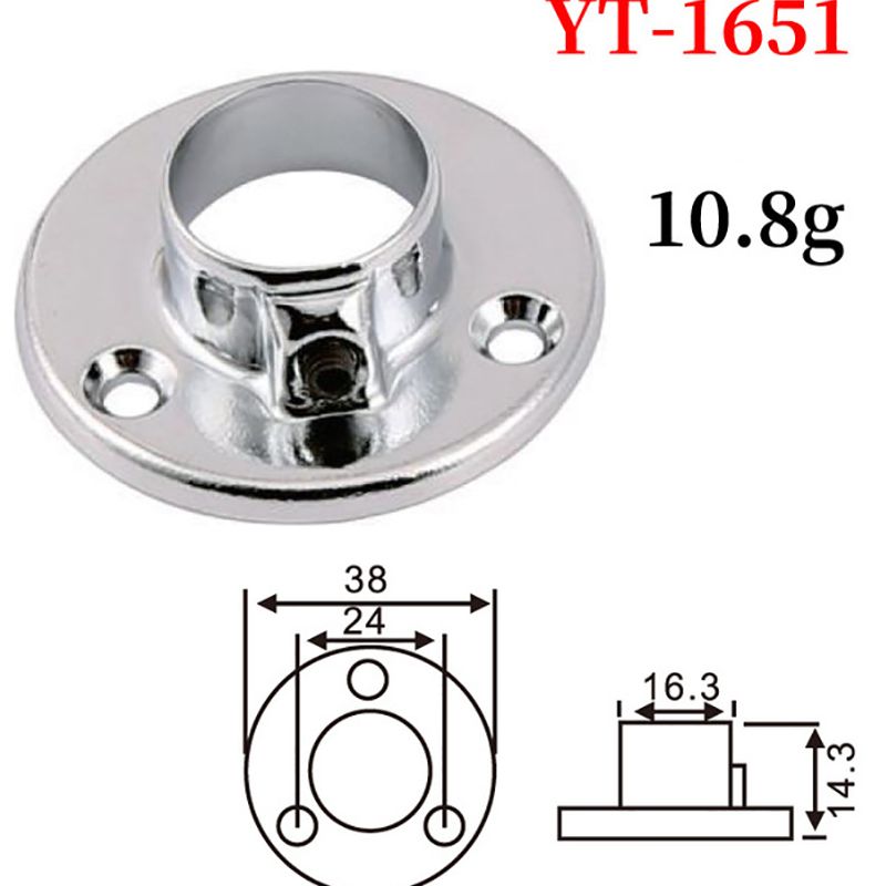 2PCS/Lot Closet Pole Sockets 16mm, 19mm, 25mm, Iron Wardrobe Bracket Flange Rod Holder Closet Rod End Support, Round Shape
