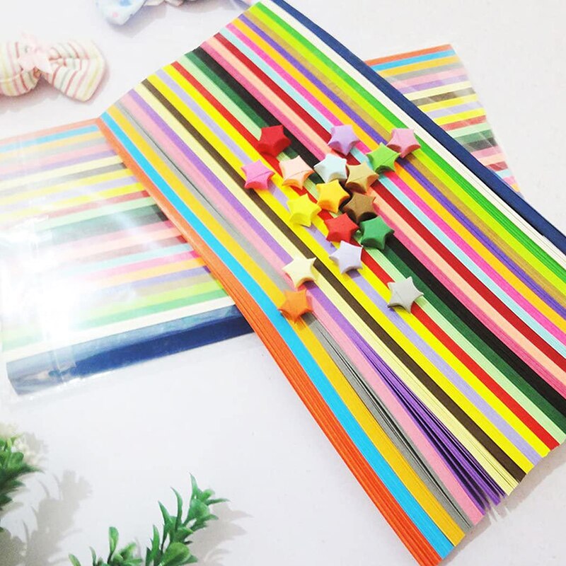 540 hojas de tiras de papel de Origami Stars, papel plegable de 27 colores, colorido, doble cara, estrella de la suerte, Origami DIY, artes hechas a mano, decoración del hogar