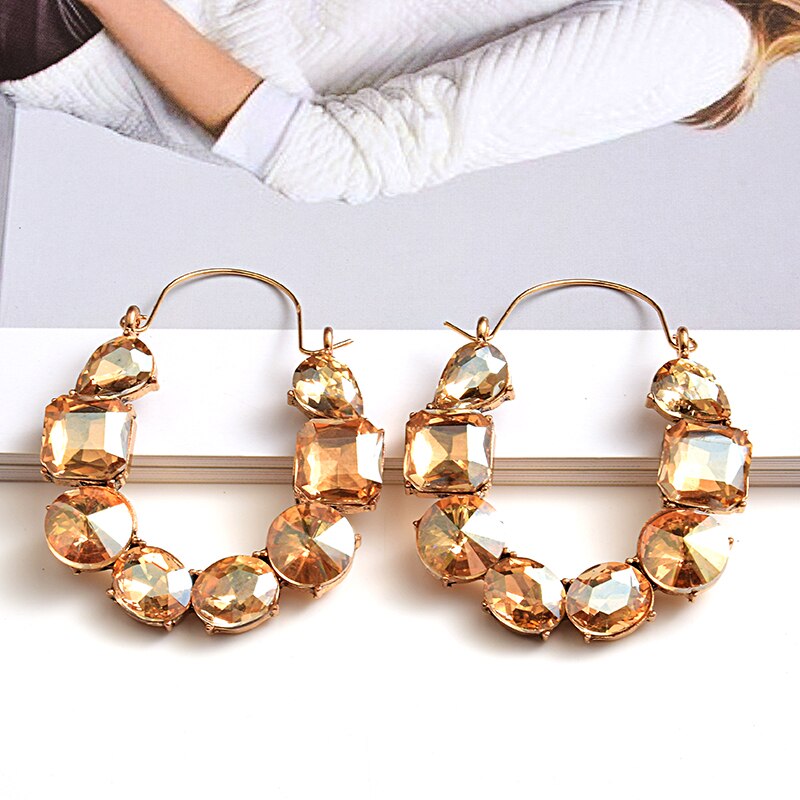 arrivel Colorful Rhinestones Metal Long Earring High Crystals Earrings Jewelry Accessories For Women: Champagne