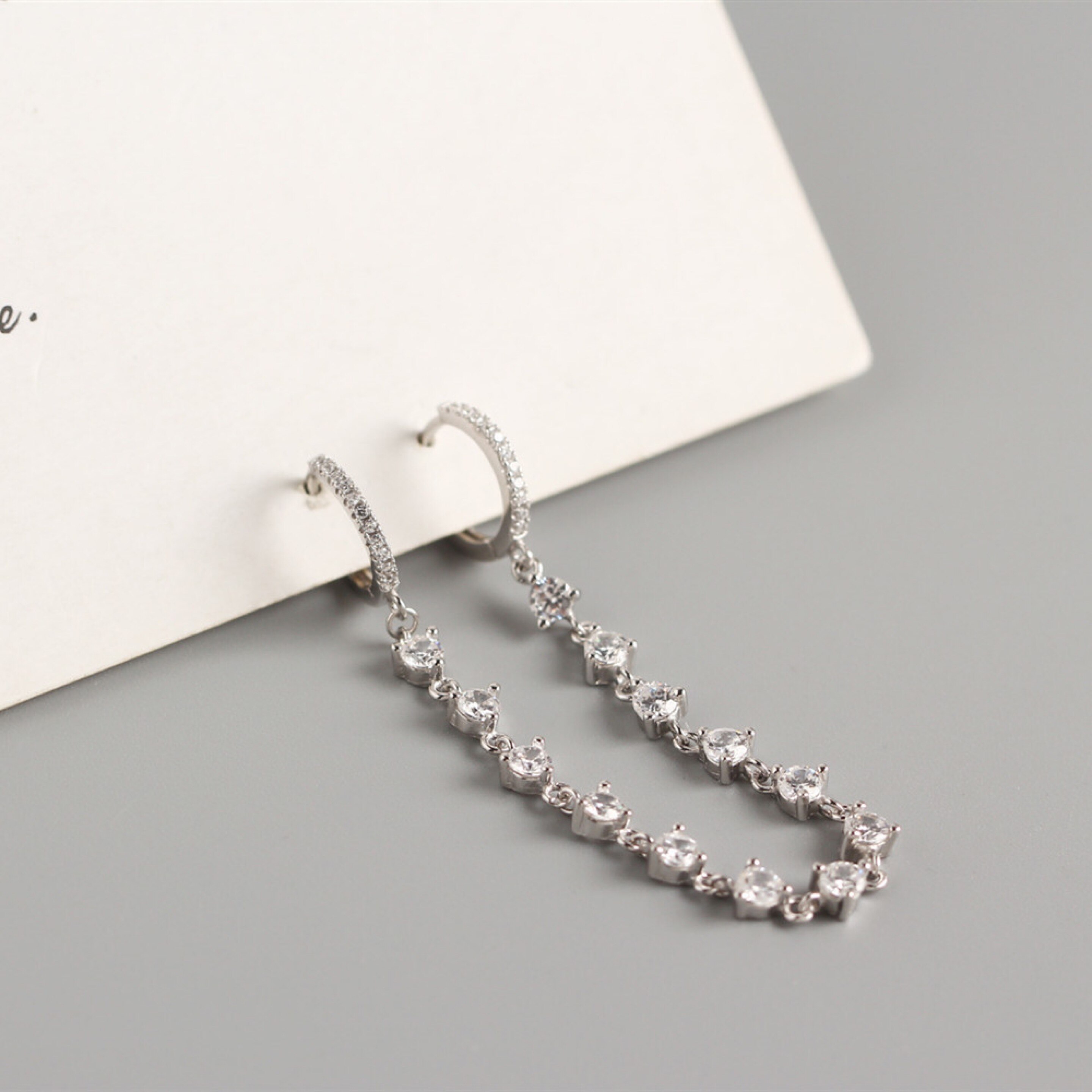 925 Sterling silber ohrring zirkon 2 durchbohrten Siamese ohren kette ohr knochen ohr schnalle persönlichkeit Trend frau mädchen ohr jewe