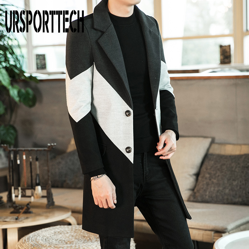 Höst vinter trenchcoat manlig knapp långärmad fitnesskläder varma streetwear herr lång kappa plus storlek 3xl