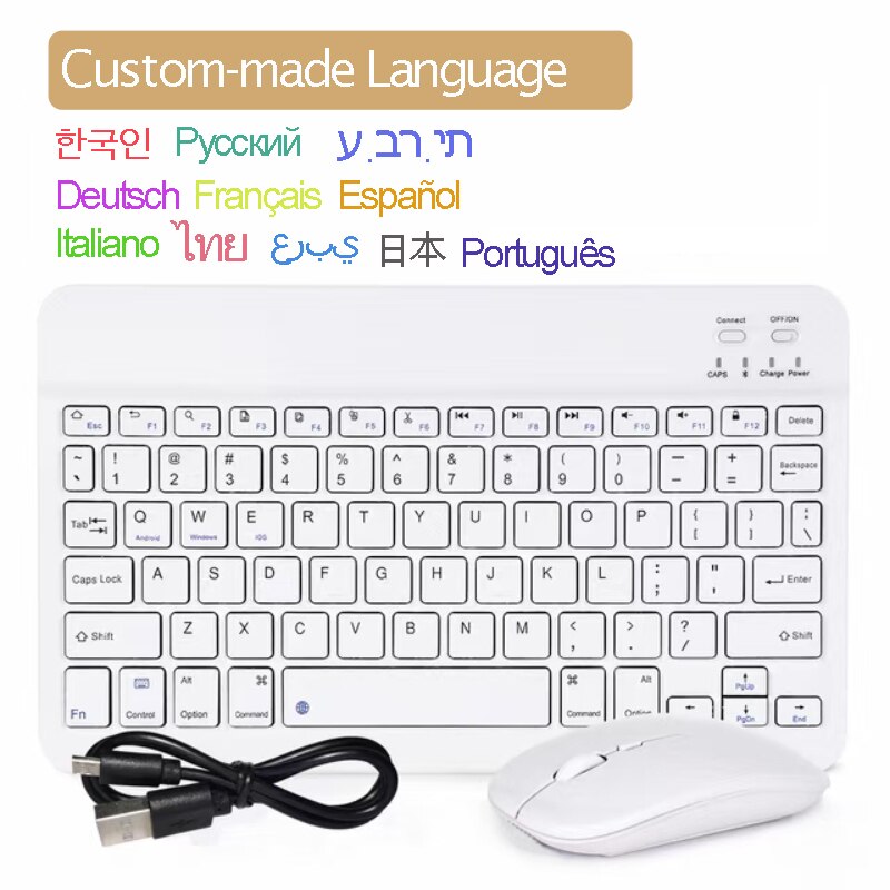 Teclado español coreano para tableta y teléfono, teclado recargable, juego de ratón para iPad, Xiaomi, Samsung, teclado inalámbrico para iPhone