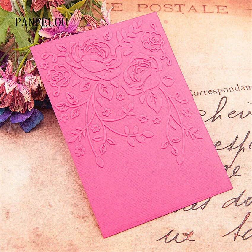PANFELOU Rose dance Embossing folders Plastic For Scrapbooking DIY Template Fondant Cake Photo Album Card Making