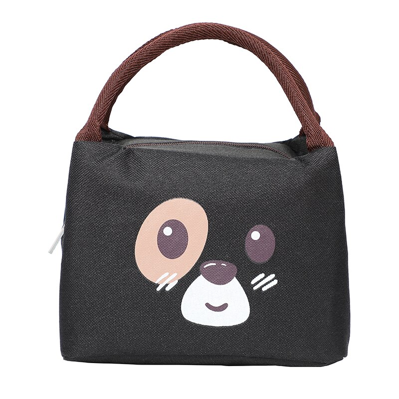 Brivilas-sac isotherme pour femmes, sacs de déjeuner dessin animé pour enfants, chien noir épais, boîte de petit déjeuner thermique, portable voyage pour pique-nique: Pug