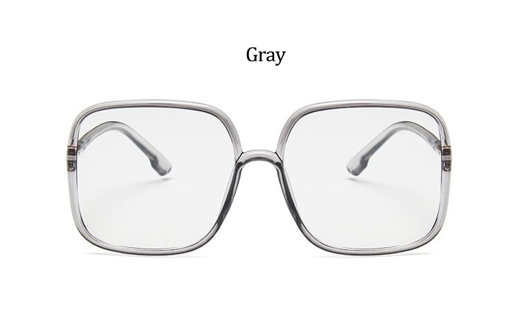 Oversized Square Glasses Women Clear Black Big Frame Retro Transparent Optical Computer Glasses Frame Eyeglasses: Gray