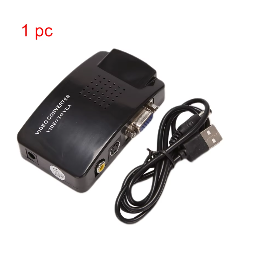 AV to VGA Adapter RCA VGA Converter PC RCA Composite S-Video AV Input to PC VGA LCD Output Converter Switch Box