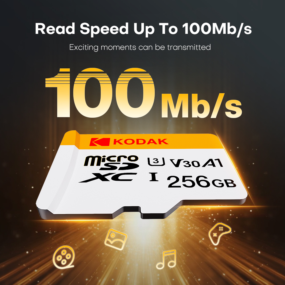 KODAK Mini Memory SD Card 256GB 128GB 64GB 32GB U3 V30 4K Full HD Micro TF Memory Flash Card do telefonu/komputera/kamery
