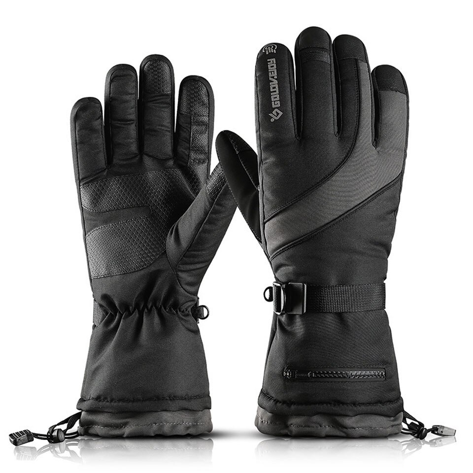 Märkes herr skidhandskar snowboardhandskar snöskoter motorcykel ridning vinterhandskar vindtäta vattentäta unisex snöhandskar: Svart / M