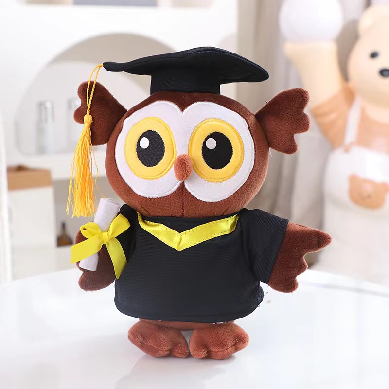 Muñecos de peluche graduados, Doctor, capibara, búho, oso, juguete de peluche, lindo Animal relleno, muñeca de juguete, almohada suave de dibujos animados, de graduación: Rojo
