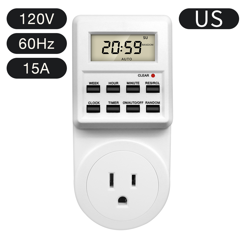 Digitale elektronische tijdschakelaar stopcontact kookwekker stopcontact 24-uurs programmeerbare timing stopcontact EU UK AU US BR FR IT TH-stekker: Blauw