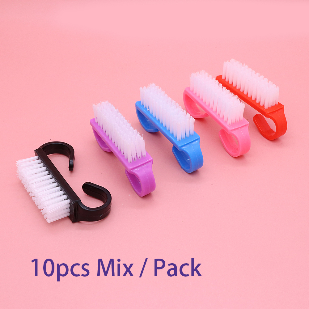 Top Cleaning Nail Brush Nail Art Plastic Soft Remove Dust Finger Care UV Gel Manicure Pedicure Tool Makeup Brushes Scrubbing: WHITE