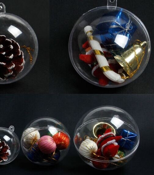 50 stuks 4 cm Transparante Plastic Candy Box invulbare bal kerstballen Decor bruiloft Xmas kerstboom decoratie