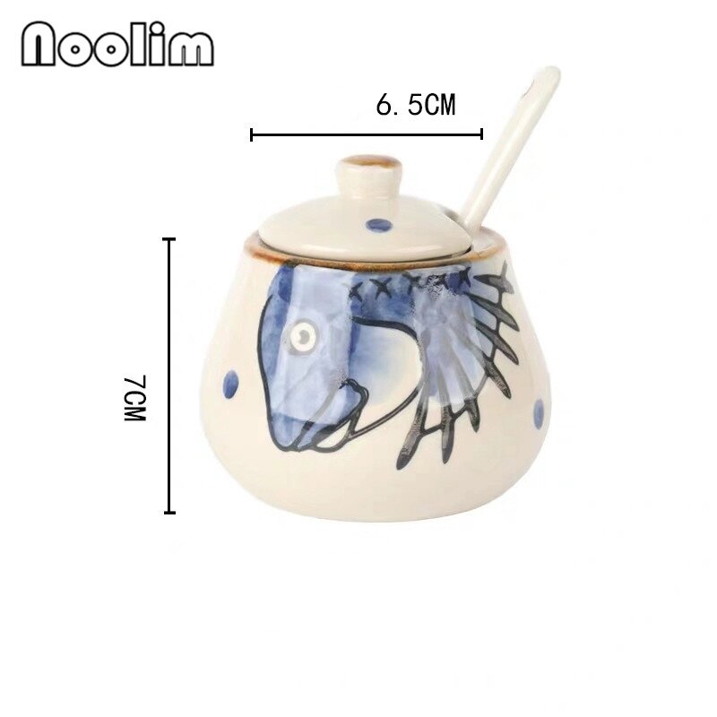 Japansk stil retro handmålad hushålls keramisk peppar olja salt shaker krydda låda krydda burk krydda burk kök verktyg: D