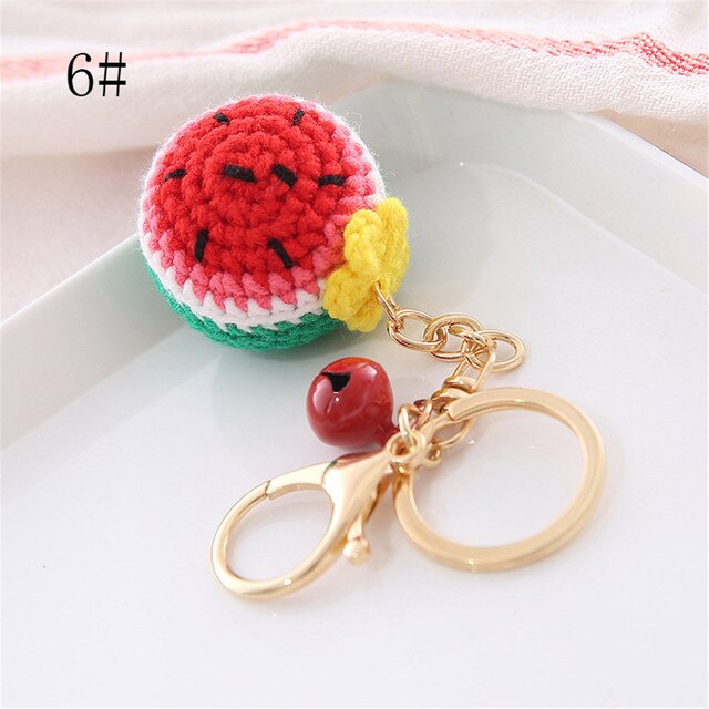 1 pz moda portachiavi forma di frutta tessuto a mano portachiavi ciondolo borsa portachiavi auto fascino Bandbag portachiavi borsa accessori regali: 6
