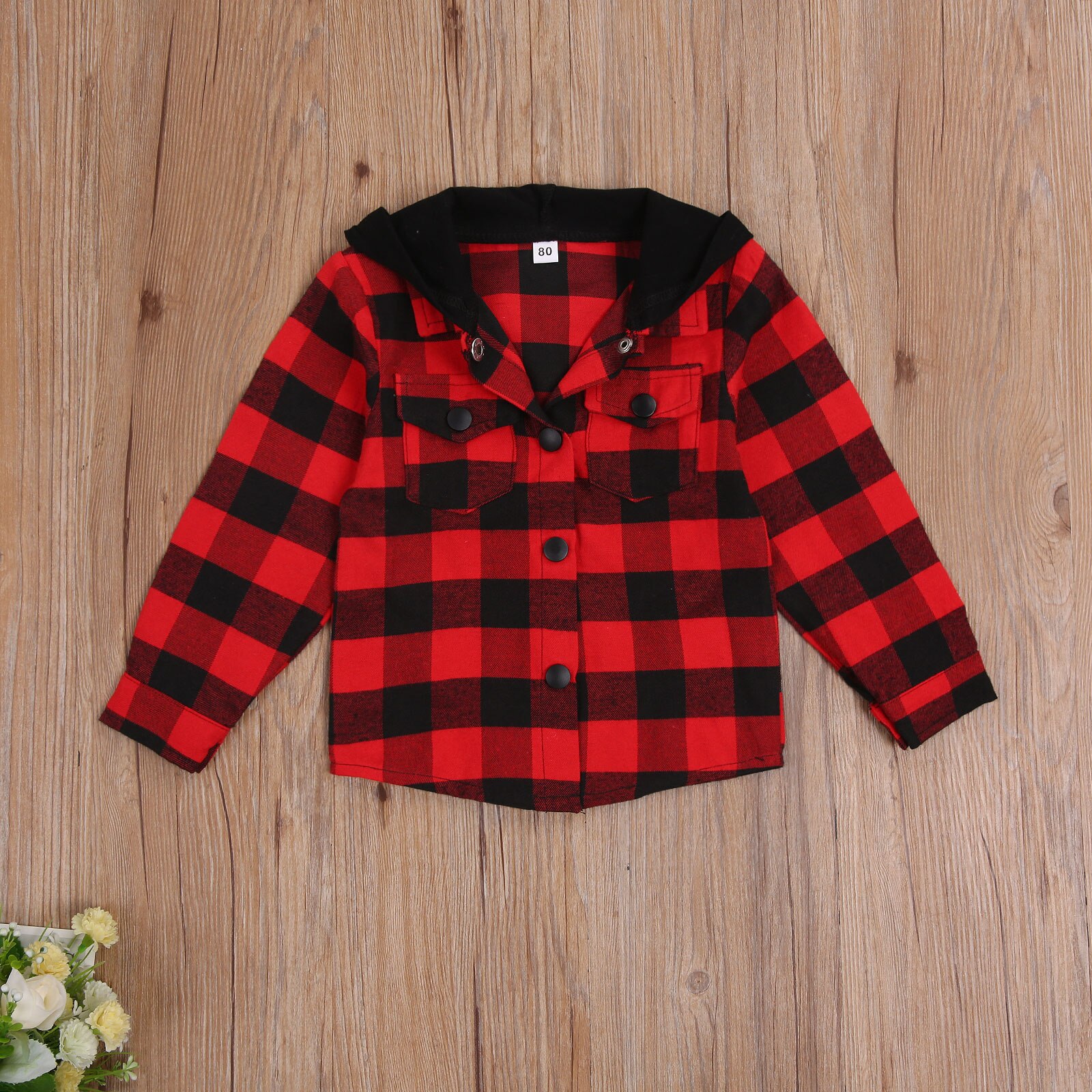 Automne enfants garçons veste hauts Plaid imprimer à manches longues simple boutonnage à capuche manteau 4 couleurs