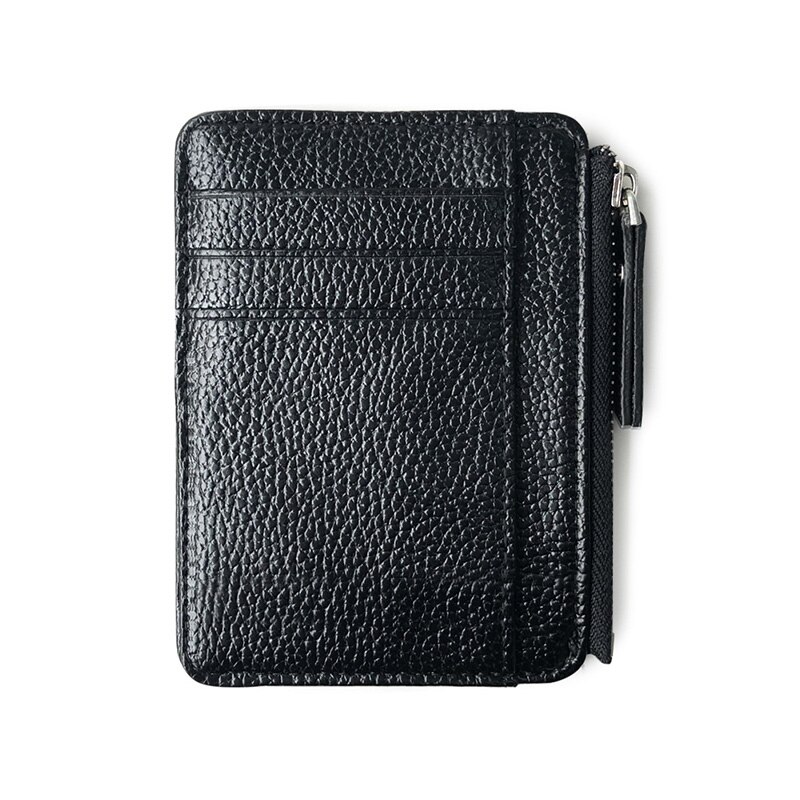 Men Wallet Solid Color Textured PU Zipper Card Holder Mini Coin Purse BS88