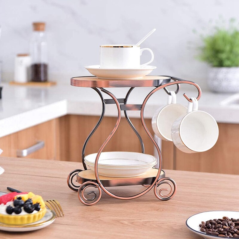 Coffee Mug Holder,Teacup Storage Rack,Drying Display Rack,Coffee Bar Accessory Coffee Cup Holder with 2 Hooks Coffee Cup