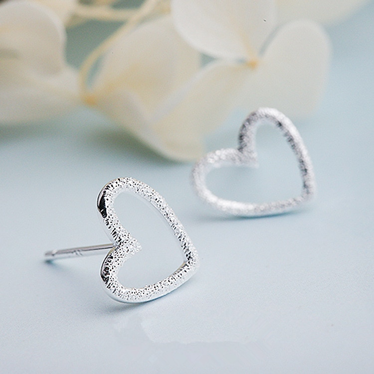 Vrouwelijke Hart Stud Oorbel Zilver Kleur Oorbellen Voor Vrouwen Partij Sieraden Pendientes Mujer