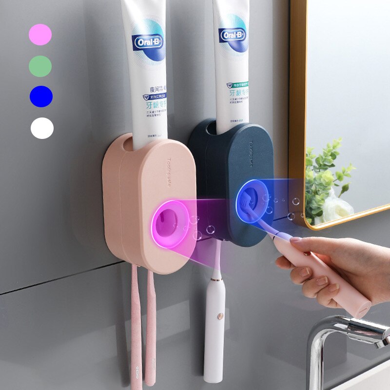 Automatische Tandpasta Dispenser Badkamer Accessoires Voor Thuis Muur Gemonteerde Tandenborstel Rack Tandpasta Knijper Voor Badkamer