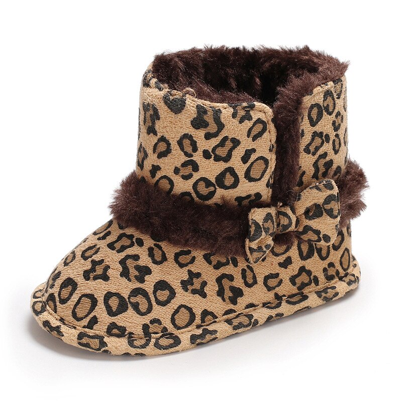 Dogeek 0-1 Jaar Oude Winter Warm Vrouwelijke Baby Schoenen Luipaard Patroon En Pluche Snowboots Zachte Zool Baby schoenen Baby Schoenen: B / 13-18 months