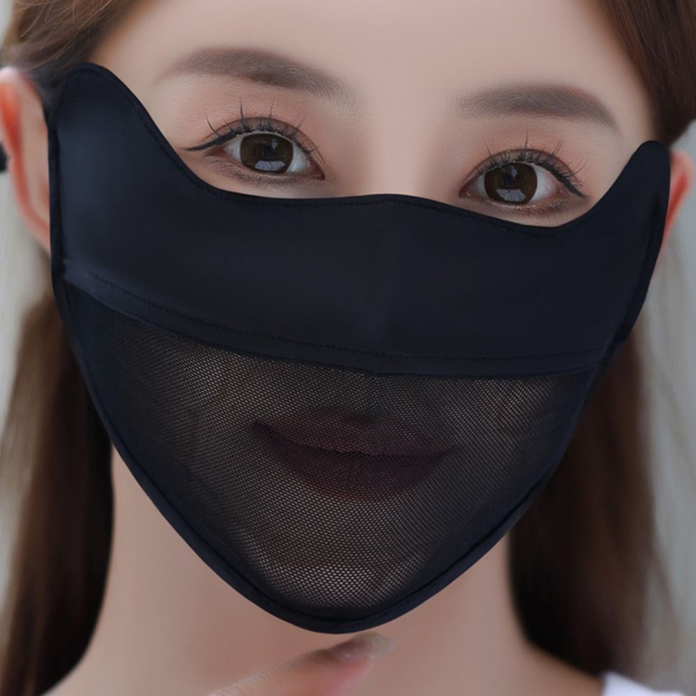 Elastischer UV-Schutz Eisseide Gesichtsschal Mesh Einfarbiger Sonnenschutz Gesichtsschleier Gesichtsmasken Anti-UV Gesichtsbedeckung Sport