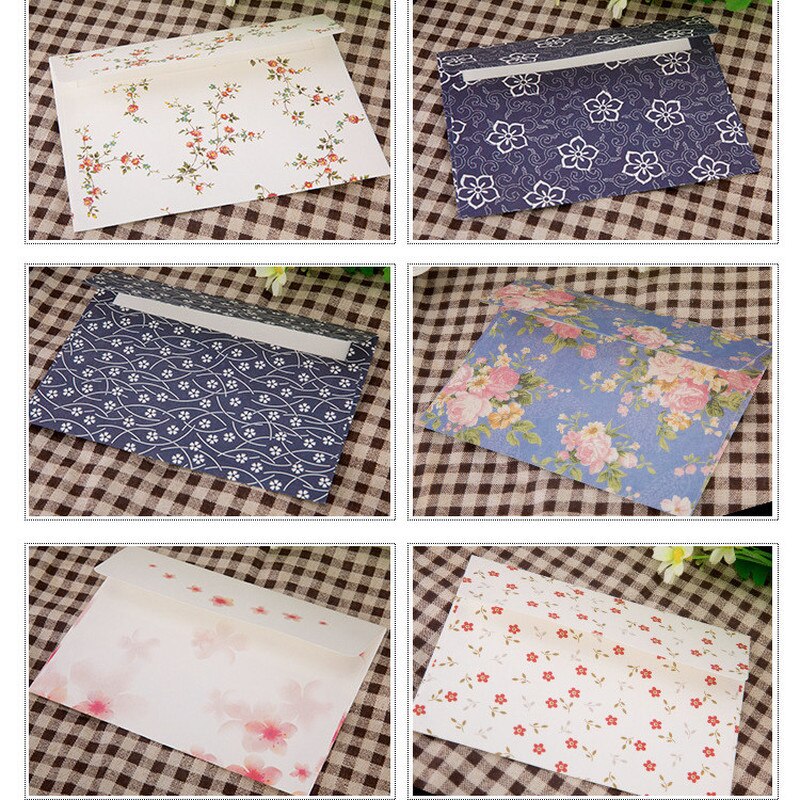 1/5/10Pcs Beautiful Flower Envelope Letterhead Cherry Roses Letter Paper Fresh and Floral Envelope Love Letters