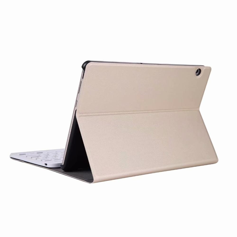 Etui til huawei mediapad  t5 10 ags 2-w09 ags 2-l09 ags 2-l03 10.1 '' ultra tyndt aftageligt trådløst bluetooth tastatur cover: Guld