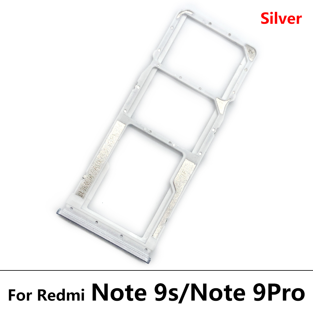 Nueva bandeja Sim para Xiaomi Redmi Nota 9 soporte para tarjeta Sim bandeja de recambio de soporte de ranura partes para Xiaomi Redmi Nota 9 S Nota 9 Pro: Note 9s Silver