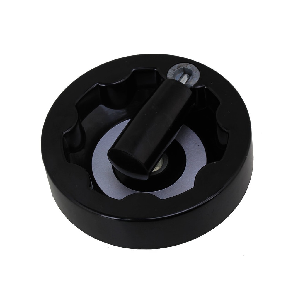 Fresadora de torno de plástico negro, rueda de mano de ondulación interior con agarre de mango giratorio, 12x100mm