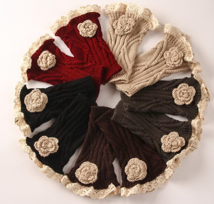 Rose Lace Boot Cuffs knit boot topper lace trim faux legwarmers lace cuff shark tank leg warmers 5 colors 12 pair/lot#3990: mixed
