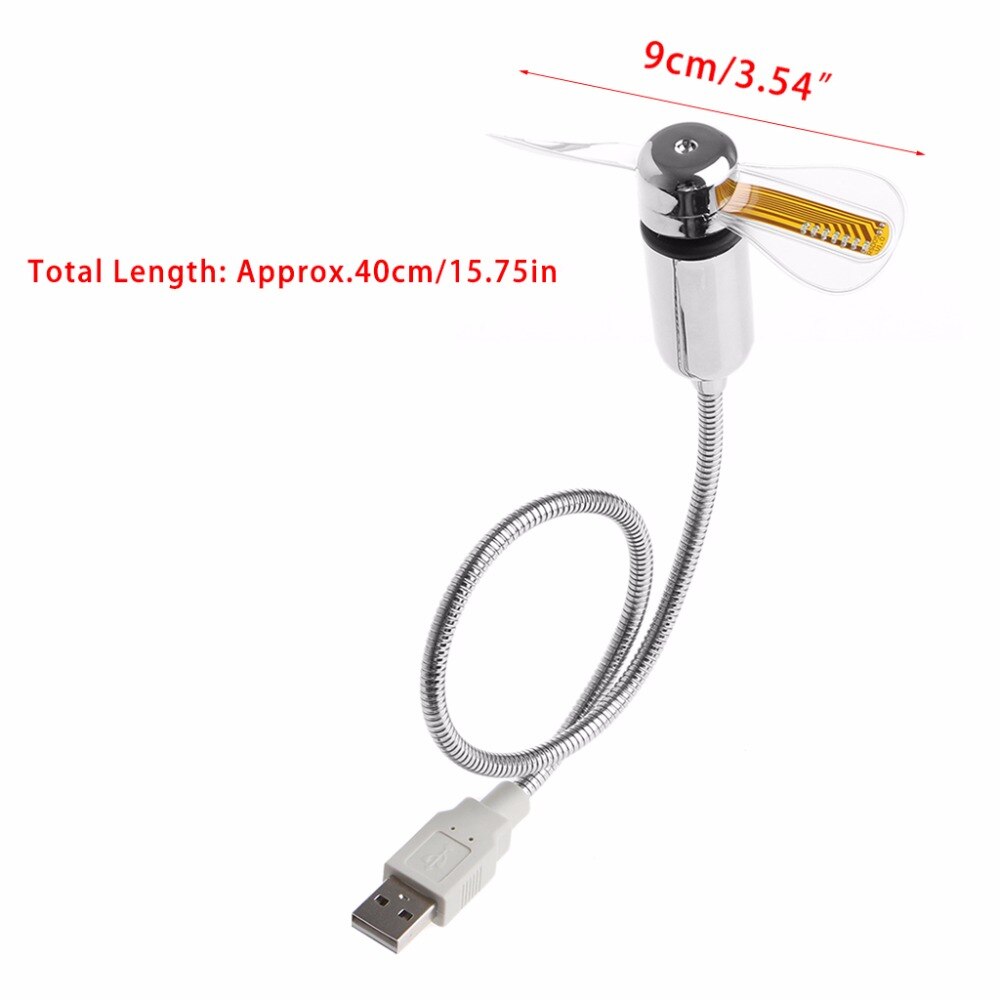 40Cm Cooling Flexibele Usb Powered Led Knippert Tijd Display Functie Klok Fan