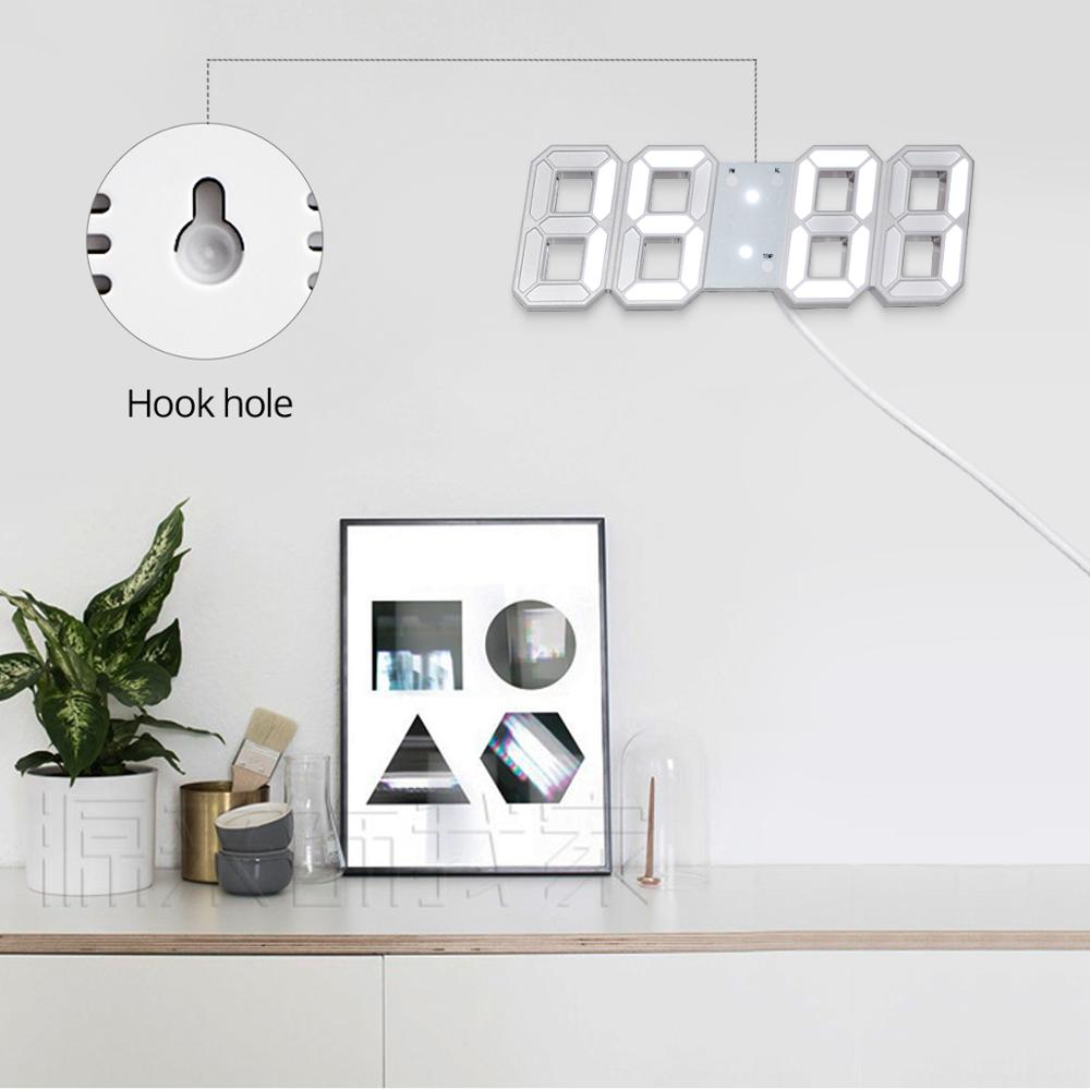 LED 3D Display Alarm Clock Digital Table Clock Home Office Decoration Snooze USB Wake Up light Electronic Desk Wall Clock Watch