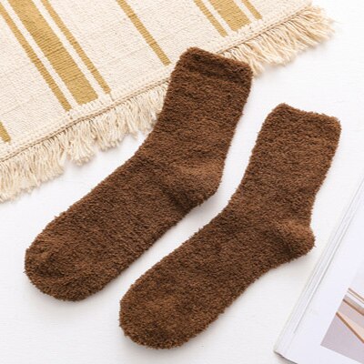 Chaussettes molletonnées pour hommes, chaudes, duveteuses, épaisses, décontractées, à la , blanches, noires, en molleton de corail: 4