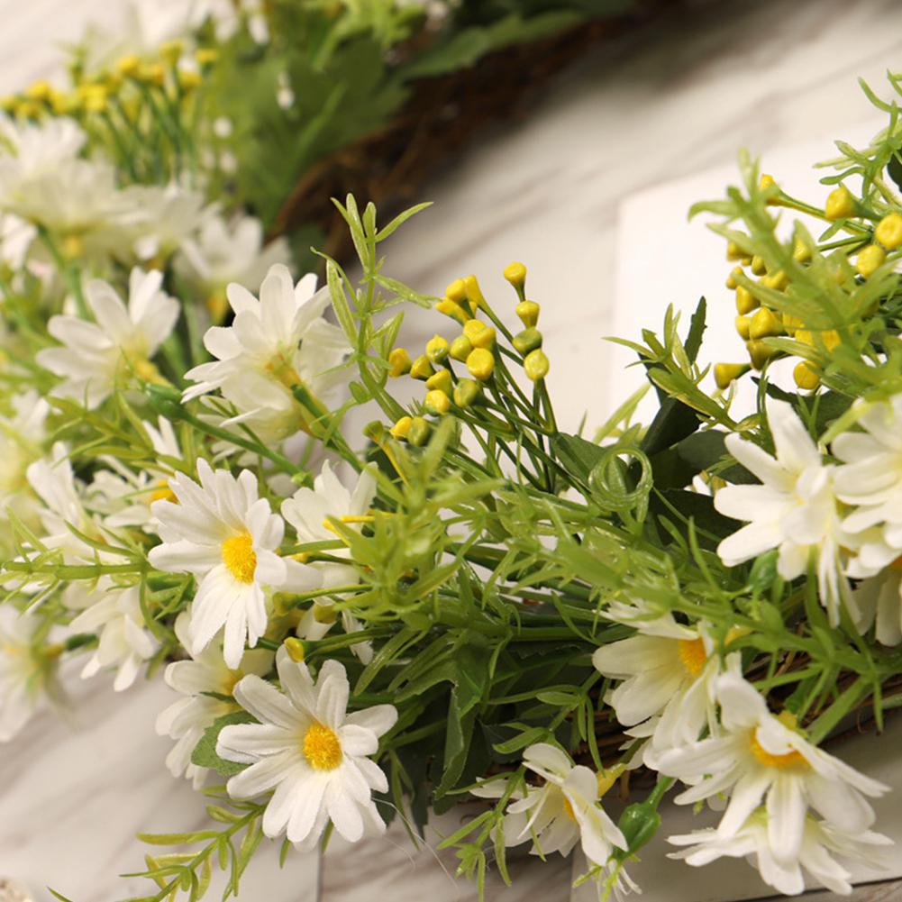 Kunstig daisy blomsterkrans hjem dør krans til bryllupsfest hængende vedhæng dekoration