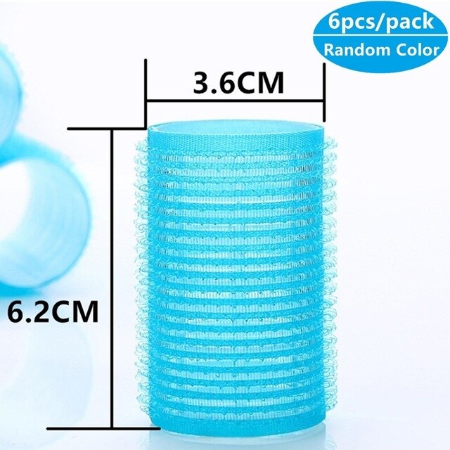 6 sztuk/paczka wałek robić włosów s samego siebie chwyt papilotki wałek robić włosów salon lokówki robić włosów rozmiar landara wałek robić włosów przyklejony styl przylgnięcia: 3.6cm x 6szt