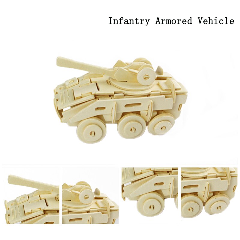 3D Puzzle Wooden Jigsaw Toys Plane Series Vehicle Model Education Toy Game For Children Wood Jigsaw Puzzles Christmas: Armored vehicle