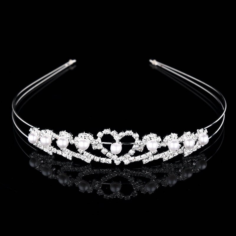 Princess Wedding Bridesmaid tiara with girl's crystal rhinestone hair ornament for bride's head: Blue White Zinc Plated