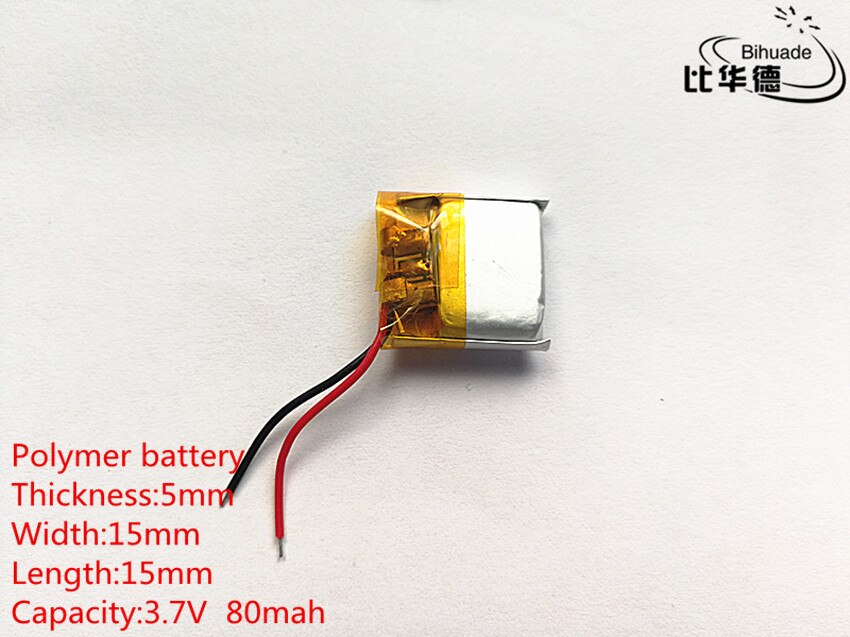 3.7V 80mAh 501515 Lithium Polymer Li-Po li ion Rechargeable Battery cells For Mp3 MP4 MP5 GPS PSP mobile bluetooth