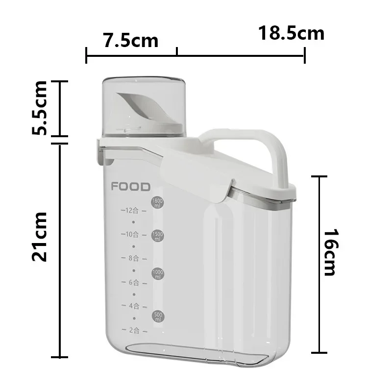 Grandes tasses doseuses à bec verseur pour céréales, stockage compact des aliments secs, transparent, laqué fl.oz, 1,5 l: green