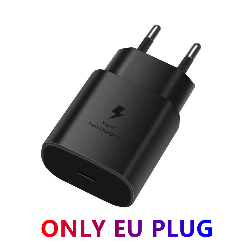 For Samsung Galaxy S22 S21 20 Plus Ultra Note 20 10 A90 82 80 72 71 70 60 52 51 50 PD Surper Fast Charger carregador fast charg: EU Plug Black