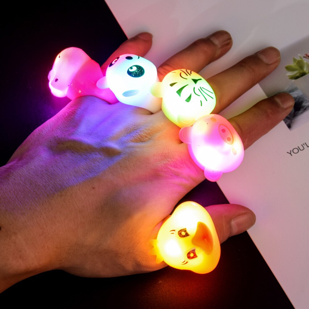 1 Pcs Glowing Ring Toy Cartoon Animal LED Light Up Ring Kids Children Toy For Party Supplies