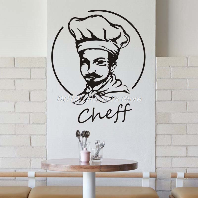 Restaurant Decor Vinyl Muurtattoo Cheff Grappige Keuken Eetkamer Sticker Bar Drink Art Sticker