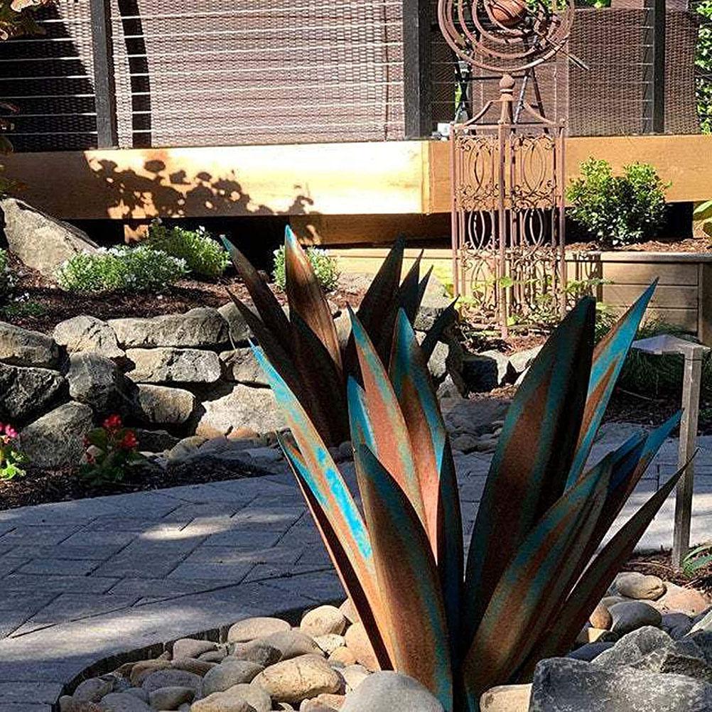 Metal agave plante skulptur have gård kunst dekoration statue gård stakes græsplæne ornamenter metal planter til udendørs gårdhave