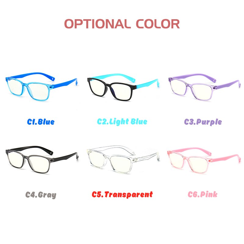 Blue Light Blocking Glasses Kids Pink Square Ultralight Flexible Optical Frame Computer Eyeglasses Children UV400