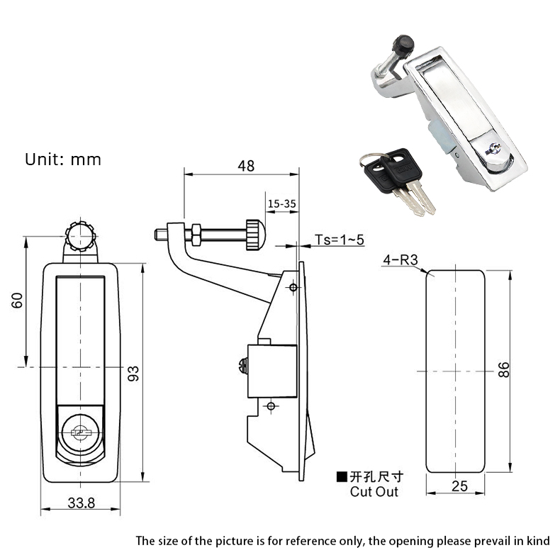 Premium Zinc Alloy Flat Lock with Push-Button Spring Mechanism for Mechanical Equipment, Cabinet Doors, and Electrical Boxes: Black & White