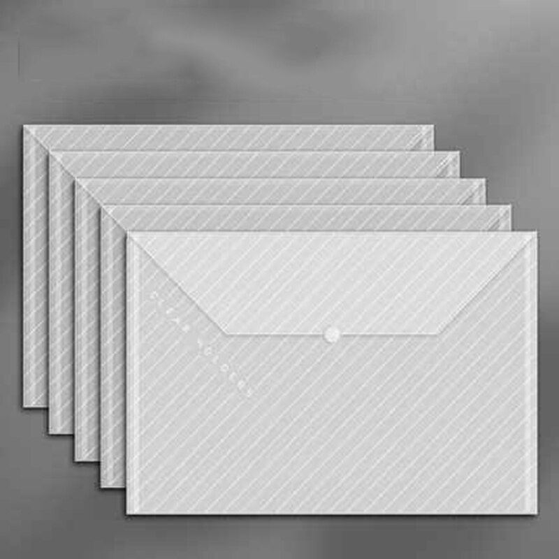 10 thickened transparent PP waterproof document envelopes with snap-on document pockets