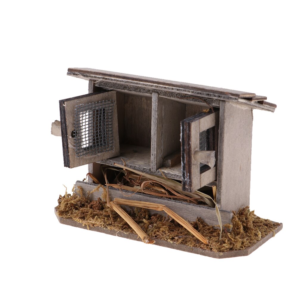 1/12 Miniaturen Poppenhuis Houten Simulatie Kippenhok Tuin Yard Decoratie