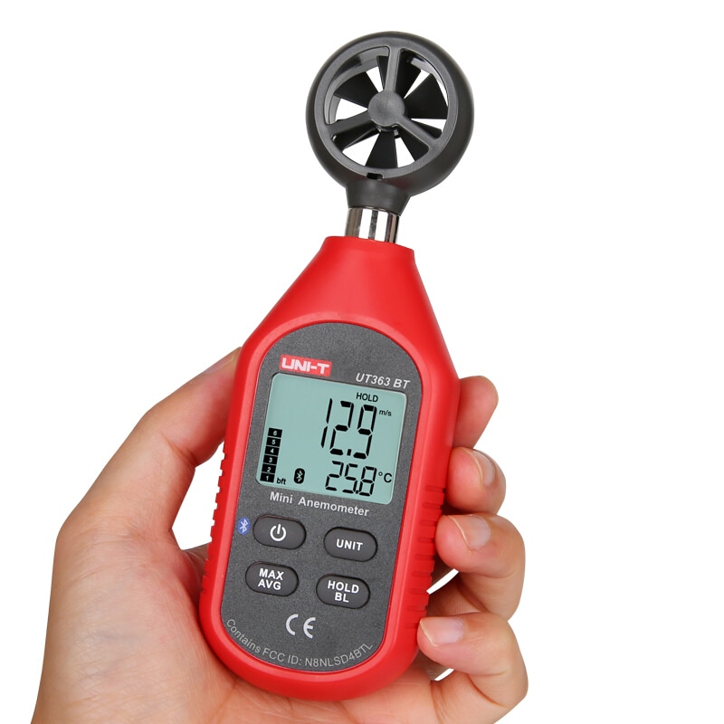 Uni-t  ut363 ut363 btbluetooth anemometer temperatur tester håndholdt mini digital anemometer udendørs vindmåler